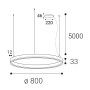 CIRCLE 80 P-Z/ST, B DALI/PUSH 62W 2700K/3000K/4000K